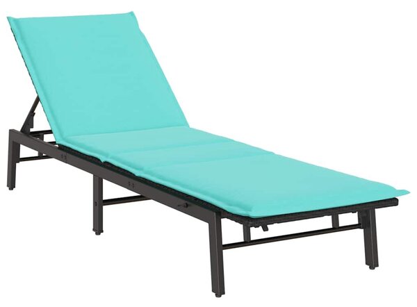 VidaXL fekete polyrattan napozóágy párnával