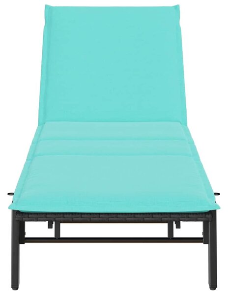 VidaXL fekete polyrattan napozóágy párnával