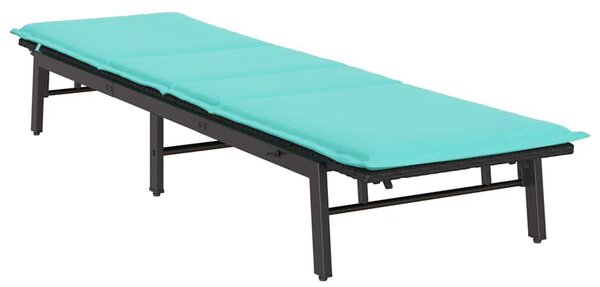 VidaXL fekete polyrattan napozóágy párnával
