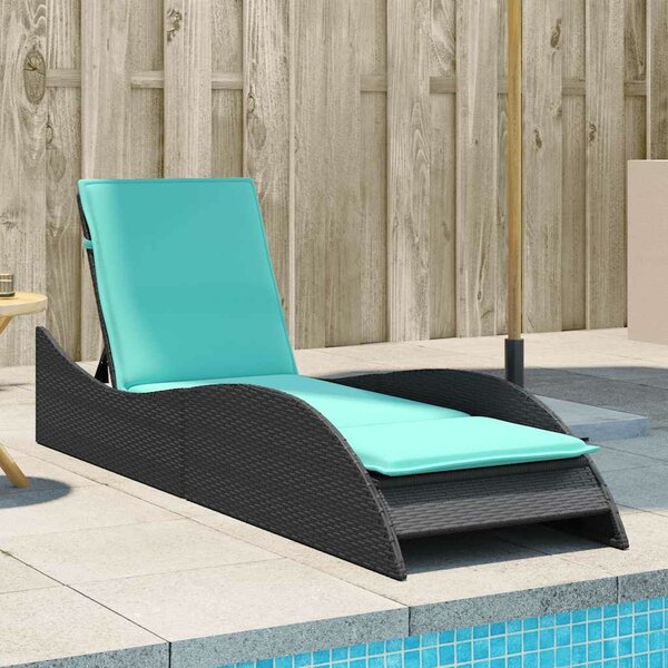 VidaXL fekete polyrattan napozóágy párnával 60 x 205 x 73 cm