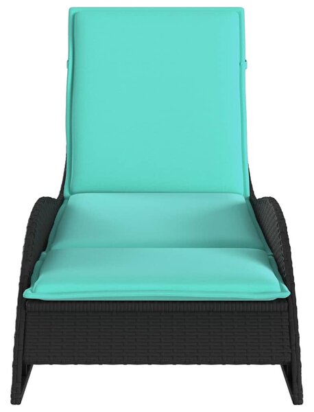 VidaXL fekete polyrattan napozóágy párnával 60 x 205 x 73 cm