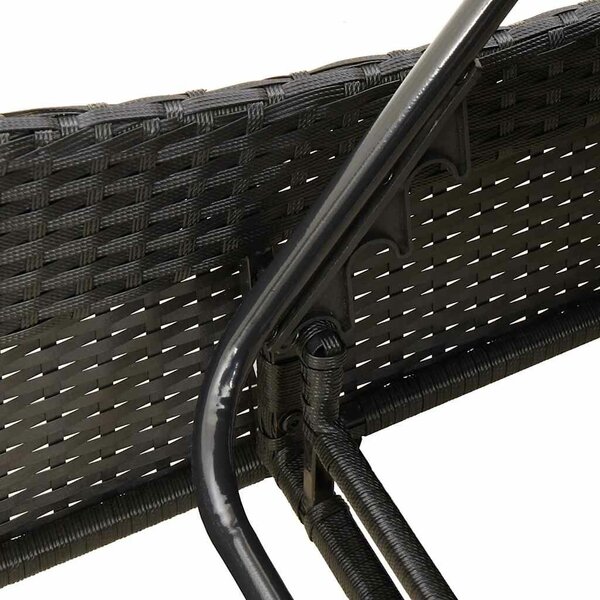 VidaXL fekete polyrattan napozóágy párnával 60 x 205 x 73 cm