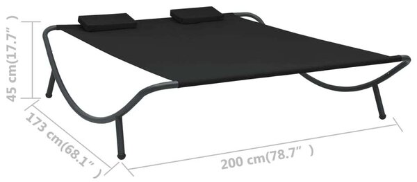 VidaXL Napozóágy - Fekete - 200x173 cm