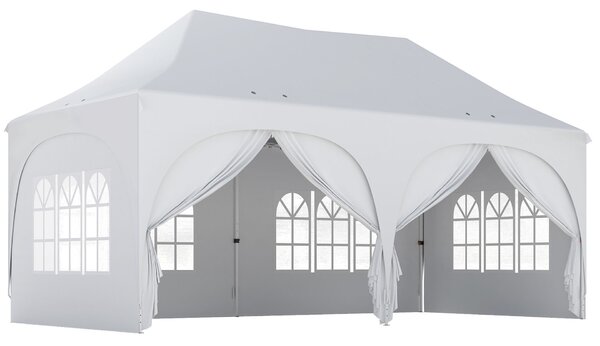 Outsunny összecsukható kerti pavilon 3x6 m, levehető oldalfalakkal és hordtáskával, fehér