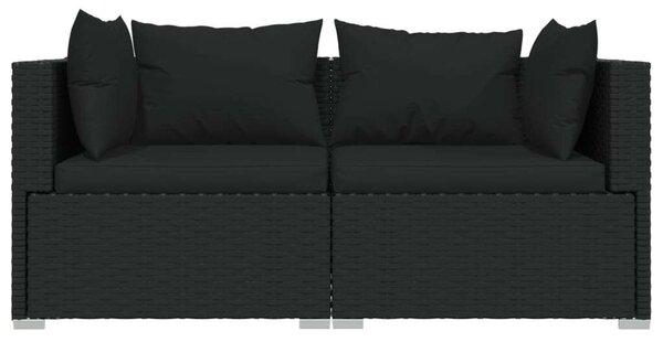 VidaXL Polyrattan Kerti Ülőgarnitúra - 3 részes - Fekete