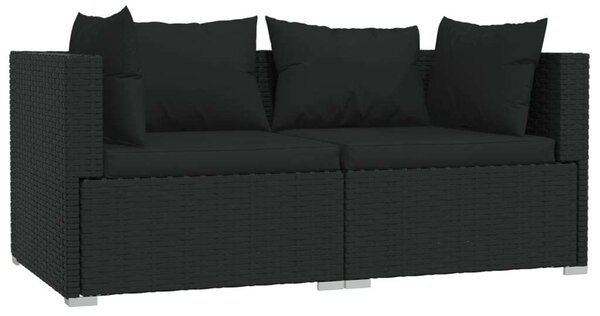 VidaXL Polyrattan Kerti Ülőgarnitúra - 3 részes - Fekete