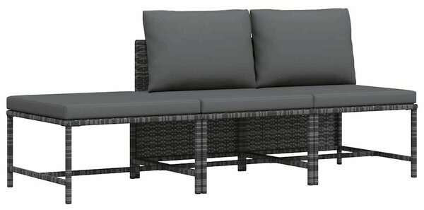 VidaXL Polyrattan Kerti Ülőgarnitúra - 3 részes - Szürke