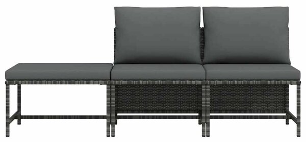 VidaXL Polyrattan Kerti Ülőgarnitúra - 3 részes - Szürke