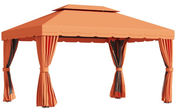 Outsunny Luxus Kerti Pavilon, Vízálló Baldachin, 3x4 m, Narancssárga
