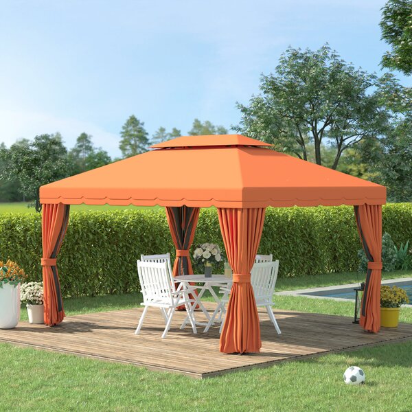 Outsunny Luxus Kerti Pavilon, Vízálló Baldachin, 3x4 m, Narancssárga