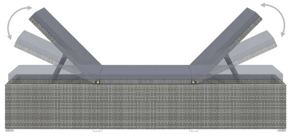 VidaXL Napozóágy - Szürke Polyrattan - 195cm