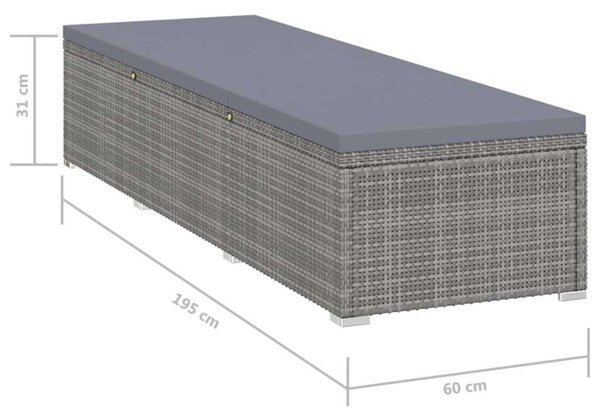 VidaXL Napozóágy - Szürke Polyrattan - 195cm