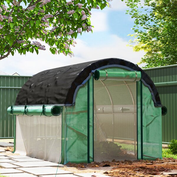 Outsunny Tunnel Melegház 3x2 m Extra Árnyékoló Hálóval, Ablakokkal és Cipzáros Bejárattal, PE és Acél Anyagból, Zöld