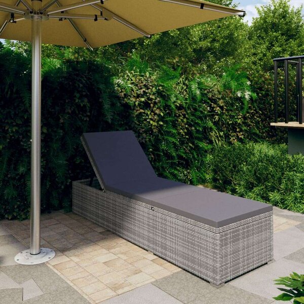 VidaXL Napozóágy - Szürke Polyrattan - 195cm
