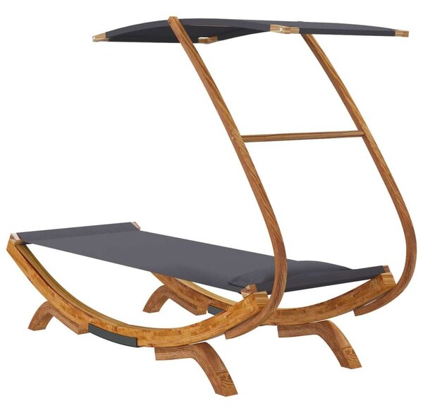 VidaXL Fa Napozóágy Baldachinnal - Antracit - 190cm