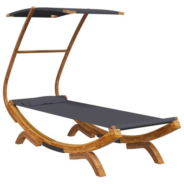 VidaXL Fa Napozóágy Baldachinnal - Antracit - 190cm