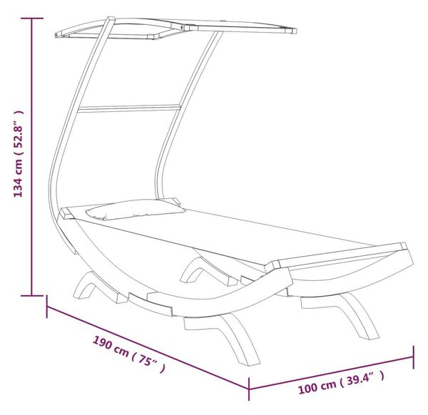 VidaXL Fa Napozóágy Baldachinnal - Antracit - 190cm