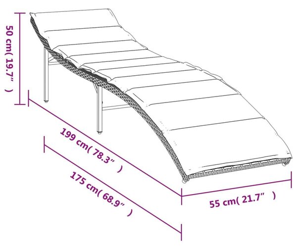 VidaXL Napozóágy - Polyrattan - Bézs - 199cm