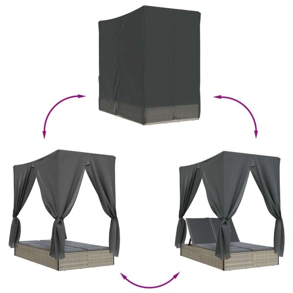 VidaXL Dupla Napozóágy - Polyrattan - 200x114 cm