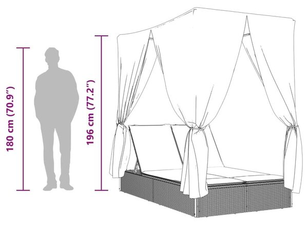 VidaXL Dupla Napozóágy - Polyrattan - 200x114 cm