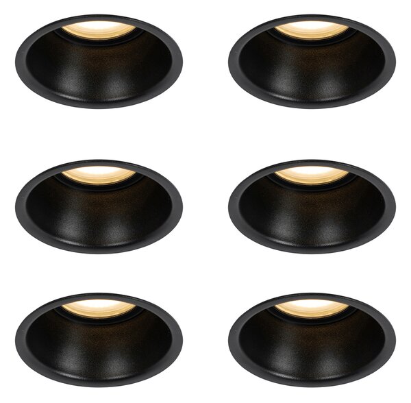 6 db-os süllyesztett spotlámpa szett fekete GU10 50 mm IP44 - Dept