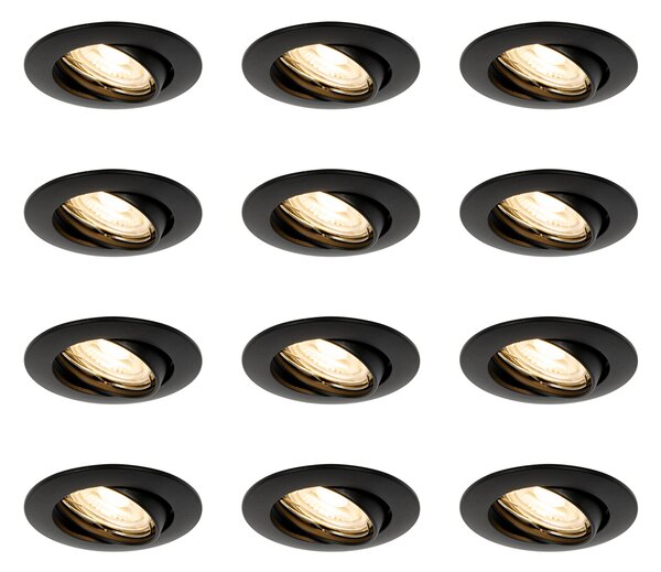 12 db-os beépíthető spotlámpa szett fekete GU10 35mm - Edu