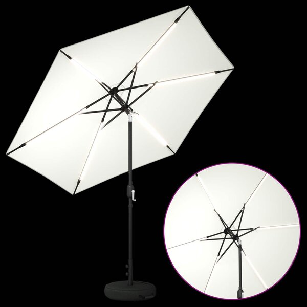 VidaXL Kerti napernyő LED világítással és talppal 270 x 270 cm