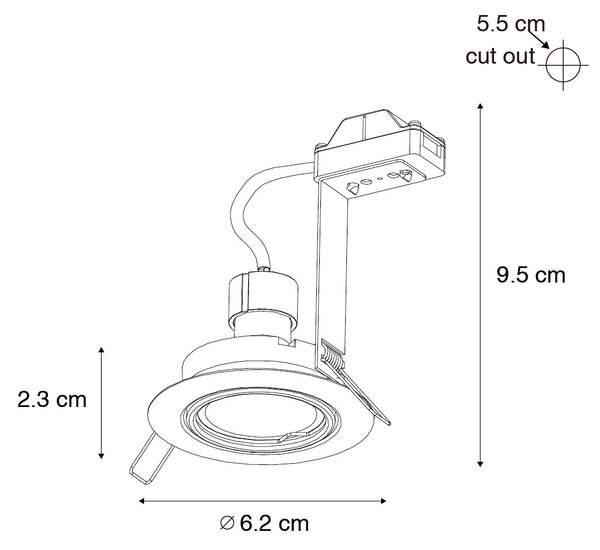 6 db fehér GU10 beépíthető spotlámpa szett 35 mm - Edu