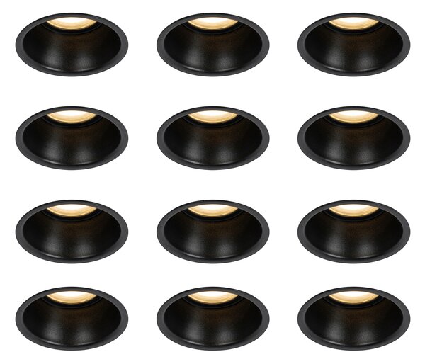 12 db fekete GU10 beépíthető spotlámpa szett 50 mm IP44 - Dept