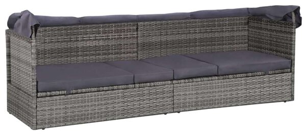 VidaXL Polyrattan Napágy - Védőtetővel - 205x62 cm