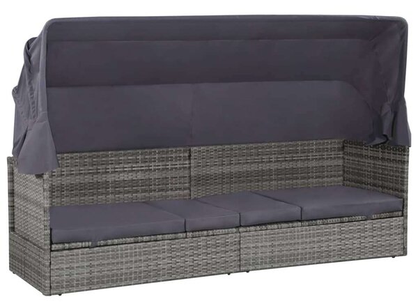 VidaXL Polyrattan Napágy - Védőtetővel - 205x62 cm
