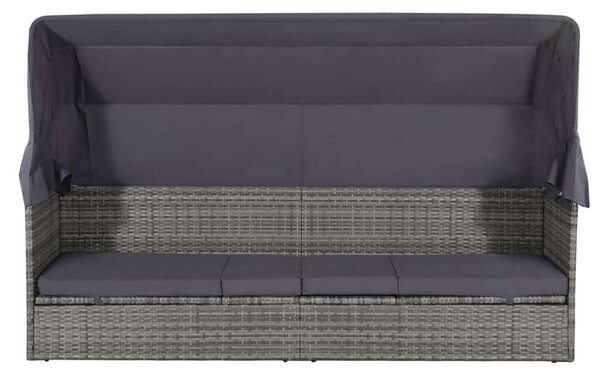 VidaXL Polyrattan Napágy - Védőtetővel - 205x62 cm