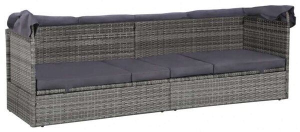 VidaXL Polyrattan Napágy - Védőtetővel - 205x62 cm