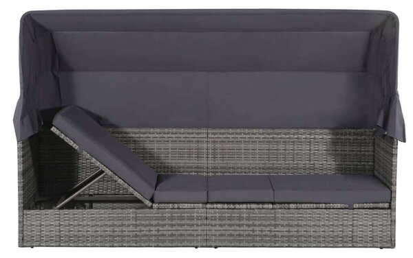 VidaXL Polyrattan Napágy - Védőtetővel - 205x62 cm