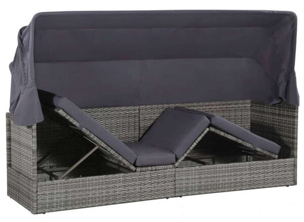 VidaXL Polyrattan Napágy - Védőtetővel - 205x62 cm