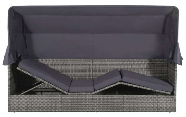 VidaXL Polyrattan Napágy - Védőtetővel - 205x62 cm