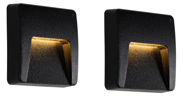 2 db fekete négyzet alakú kültéri fali lámpa szett LED-del IP65 - Gem