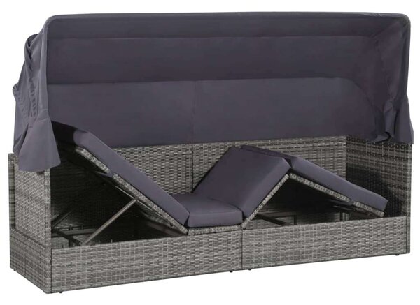 VidaXL Polyrattan Napágy - Védőtetővel - 205x62 cm