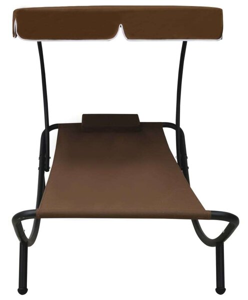 Napozóágy - Barna - 200x90x112cm - Napellenzővel
