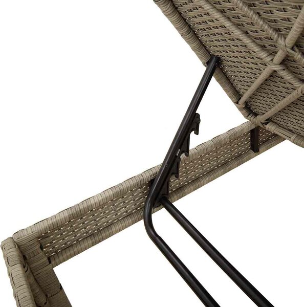 VidaXL világosszürke polyrattan napozóágy párnával 55x200x44 cm