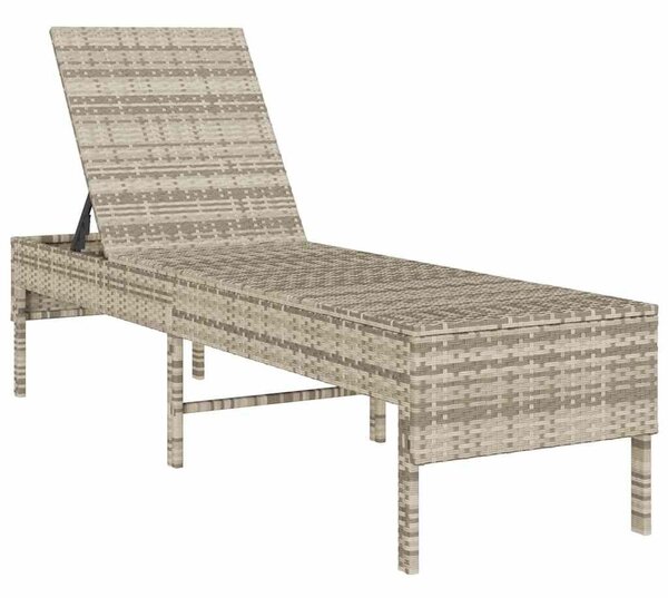 VidaXL világosszürke polyrattan napozóágy párnával 55x200x44 cm