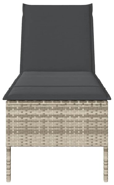 VidaXL világosszürke polyrattan napozóágy párnával 55x200x44 cm