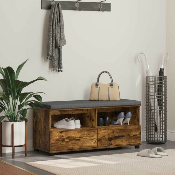 Előtér pad Füstölt Tölgy 100 x 38 x 46 cm Műanyag Fa és Szövet
