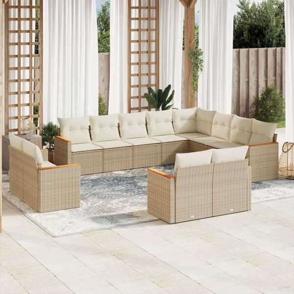 VidaXL Polyrattan Kerti Ülőgarnitúra - 12 részes - Bézs