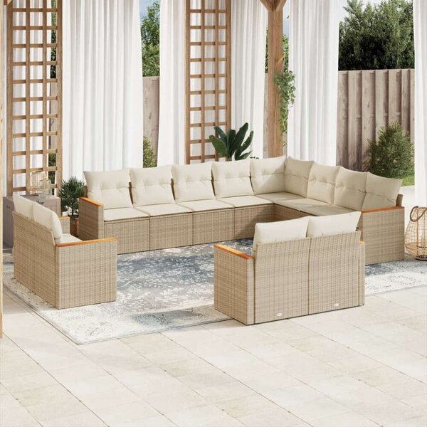 VidaXL Polyrattan Kerti Ülőgarnitúra - 12 részes - Bézs