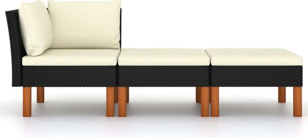 VidaXL Kertbútor Szett - 3 részes - Polyrattan - Eukaliptuszfa