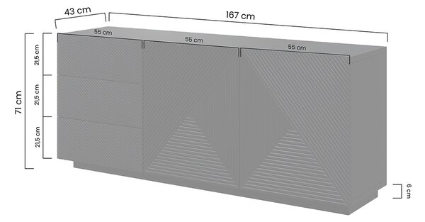 Asha komód 167 cm kétajtós fiókos - kasmír
