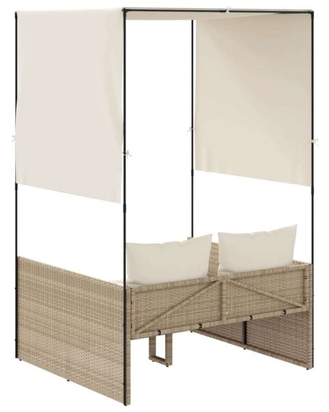 VidaXL Dupla Napozóágy - Polyrattan - Bézs - 118x110x187cm