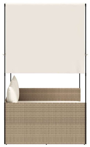 VidaXL Dupla Napozóágy - Polyrattan - Bézs - 118x110x187cm