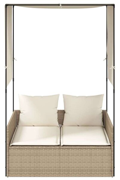 VidaXL Dupla Napozóágy - Polyrattan - Bézs - 118x110x187cm